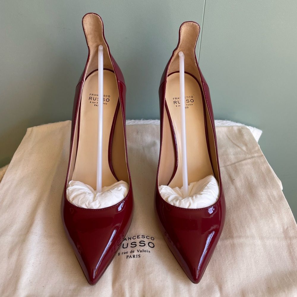 Nwob Francesco Russo R1p057 Vernice Amaranto (Red Patent Leather) Pump Sz 37.5 — image 7 of 8